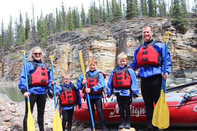 Athabasca Canyon Run Family Rafting: Class II Plus Rapids - Starting in downtown Jasper and changing into river gear