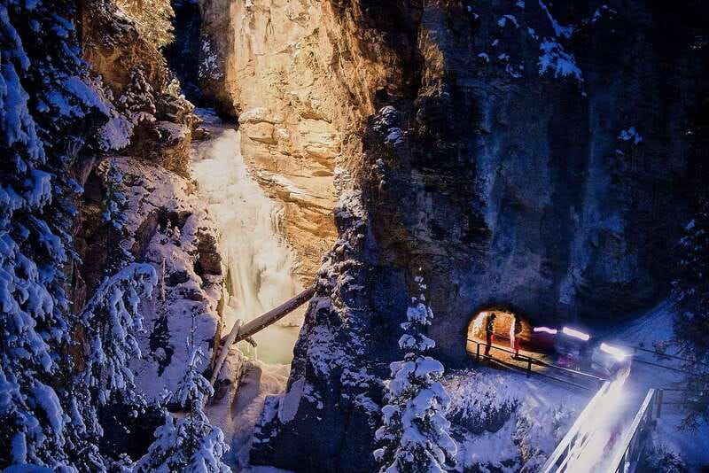 Banff: Johnston Canyon Evening Icewalk - Getting fitted with ice cleats at the trailhead