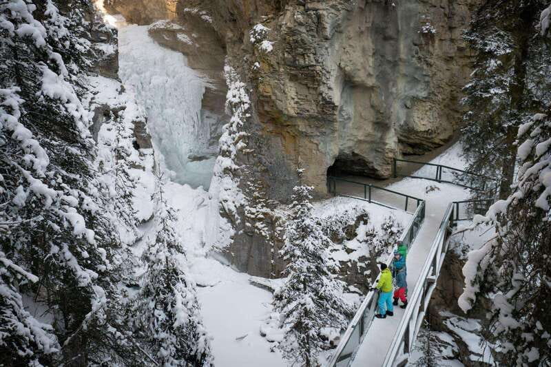 From Banff: Johnston Canyon Guided Icewalk - The Lower Falls tunnel and frozen water
