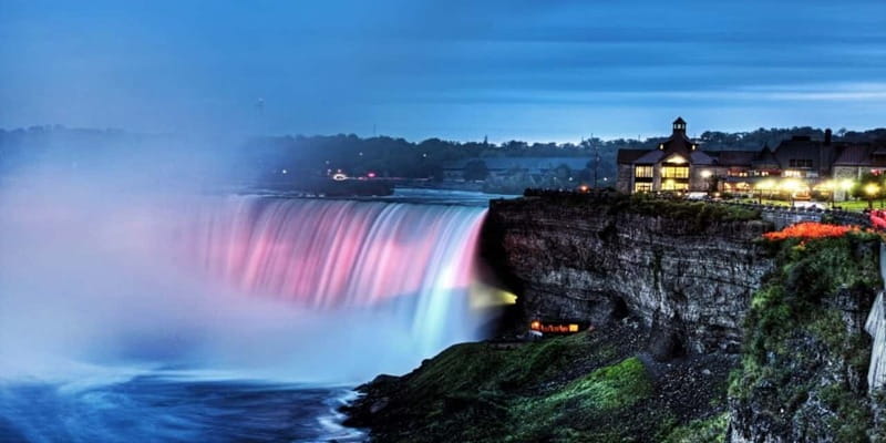 Niagara Falls: Guided Night Tour w/ Dinner & Hotel Transfer - Dinner beside the falls, with seasonal restaurant changes