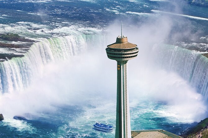 Niagara Falls Half Day with Boat and Journey Behind the Falls - Skylon Tower changes the view from ground level