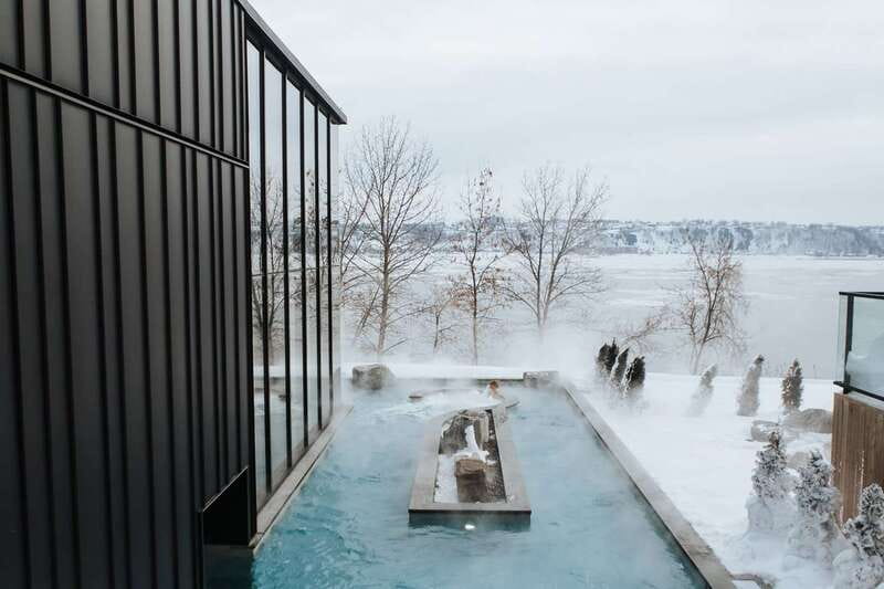 Old Quebec: Nordic Spa Thermal Experience - Rest areas, fireplaces, and river views