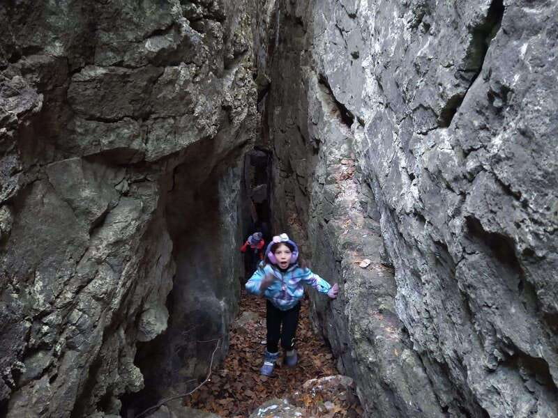 Private Nottawasaga Bluffs Caves Hike - Creemore/Collingwood - Main caves, narrow crevices, and the Beaver Valley view