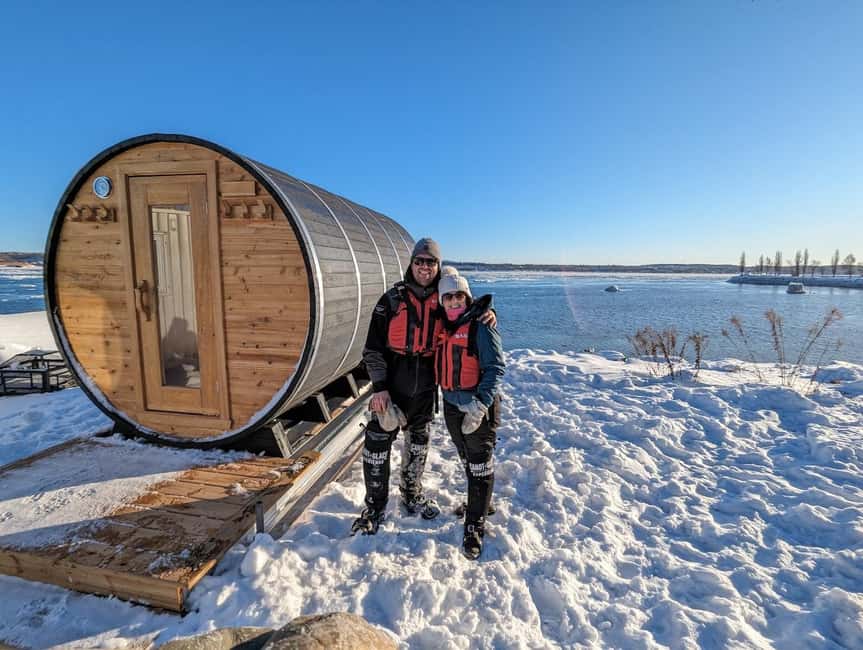 Quebec City: Ice Canoeing with Hot Chocolate & Sauna - Hot Chocolate on Floating Ice
