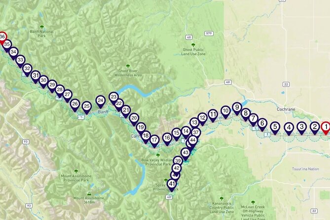 Smartphone Audio Driving Tour between Lake Louise and Calgary - Banff, hot springs, and the stories behind the sights