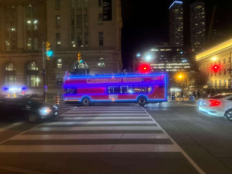 Toronto: Night Sightseeing Tour on a Double-Decker Bus - Nathan Phillips Square after sunset