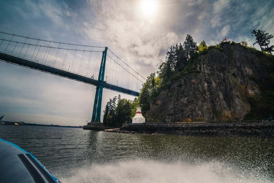Vancouver: City and Seal Boat Tour - Riding under the Lions Gate Bridge
